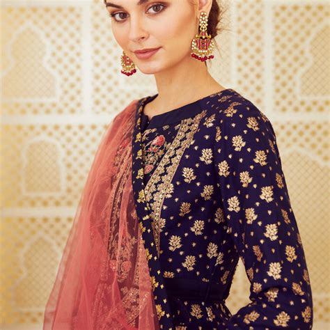 Navy Blue Anarkali Set. – Shyam Narayan Prasad