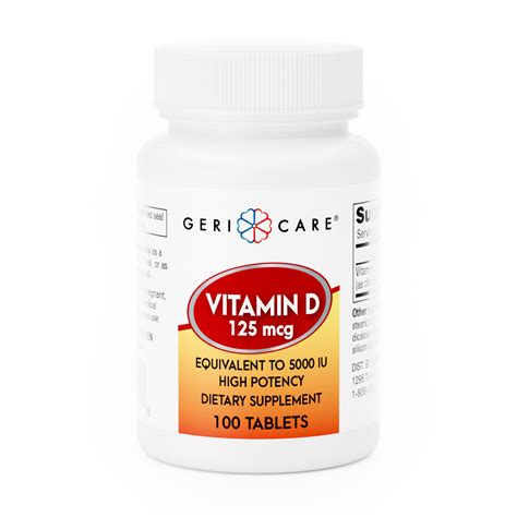 Vitamin D 125 mcg – 100 Tablets – Geri-Care Pharmaceuticals
