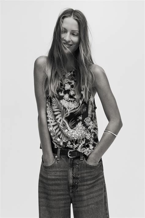 Cowl-neck satin top - Black/Patterned - Ladies | H&M IN