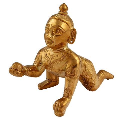 Utsav Kraft Brass Bal Krishna Crawling Idol - Gold, Elegant Brass ...