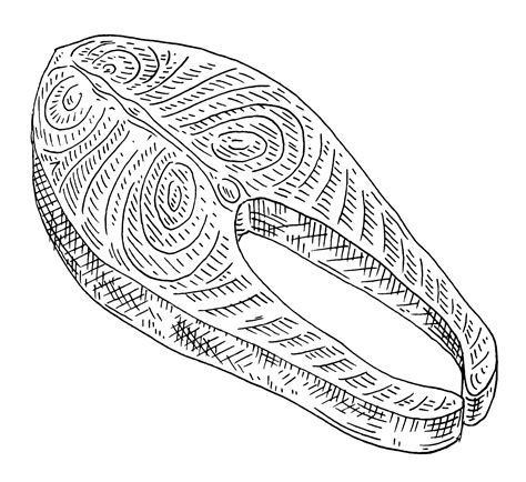 Pavé de saumon sur blanc Vintage vector illustration monochrome noir ...