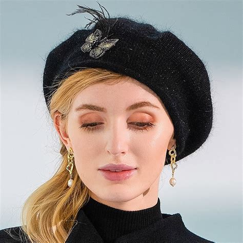 Hats 100% Wool Artificial feather Beret Hat Floppy Hat Party / Evening ...