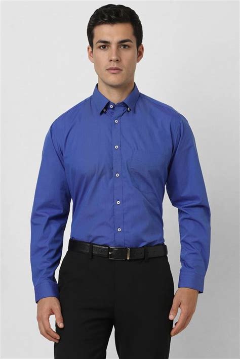 VAN HEUSEN Men Solid Formal Blue Shirt - Buy VAN HEUSEN Men Solid ...