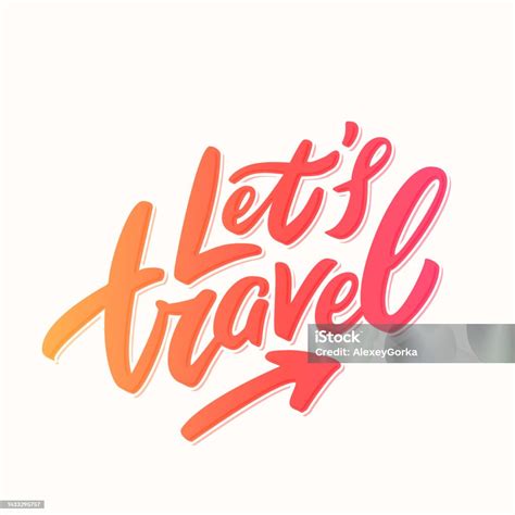 Lets Travel Vector Handwritten Lettering Banner Stock Illustration ...