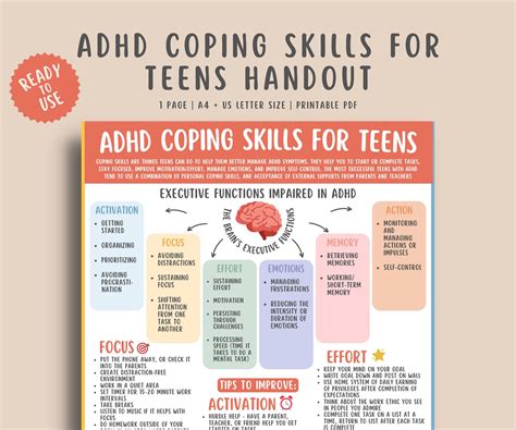 ADHD Coping Skills for Teens Handout – MindSpacePrintables