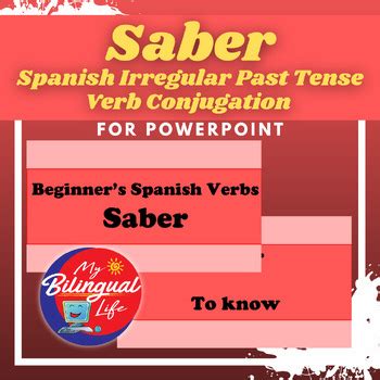 Saber - Spanish Irregular Past Tense Verb Conjugation - PowerPoint