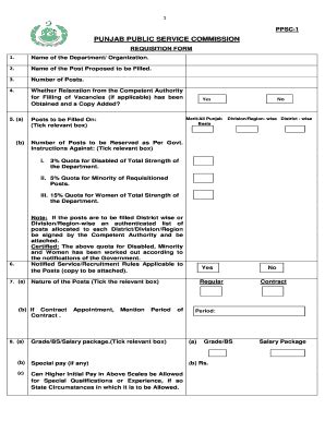 Ppsc Requisition Form - Fill Online, Printable, Fillable, Blank | pdfFiller