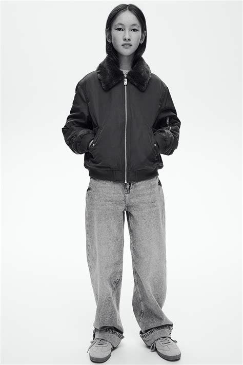 Collared bomber jacket - Dark grey - Kids | H&M IN