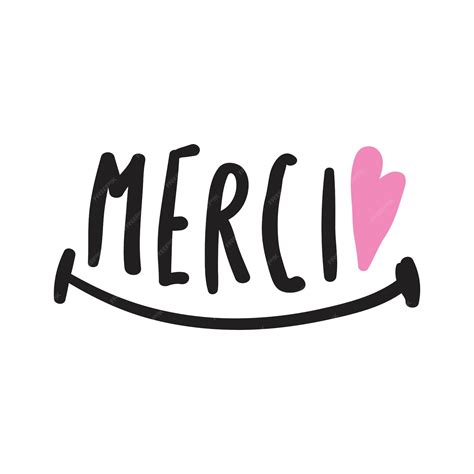 Word merci with smile french language thank you vector design on white ...