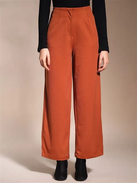 Zastraa Zastraa Rust High Waist Culotte Trouser Price in India - Buy ...