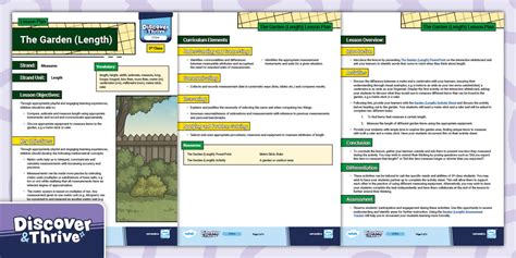 The Garden (Length) Lesson Plan (teacher made) - Twinkl