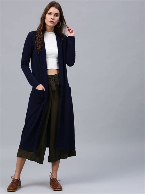 Buy Women Navy Longline Shrug Online At Best Price - Sassafras.in