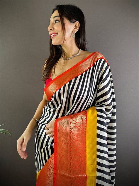 Heritage Glow Striped Zari Saree Online Vastranand
