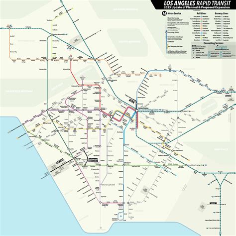 Map of the LA Metro, with all proposed future projects and extensions ...