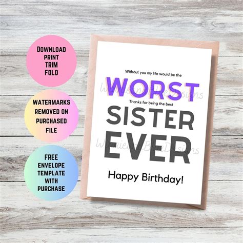 Printable Birthday Cards For Sister Printable World Holidayprintable ...