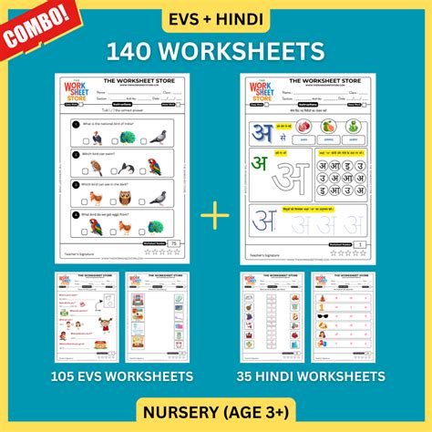 EVS & Hindi Worksheets Set for Nursery (Age 3+) | 140 Pages – The ...