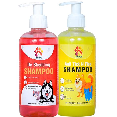 Buy PAAWS Anti Tick n Flea & Natural Deshedding Shampoo Combo for Dogs ...