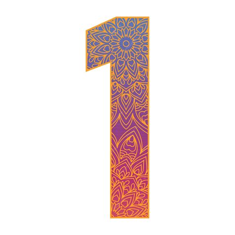 Colorful number with ornamental mandala design gradient color number ...