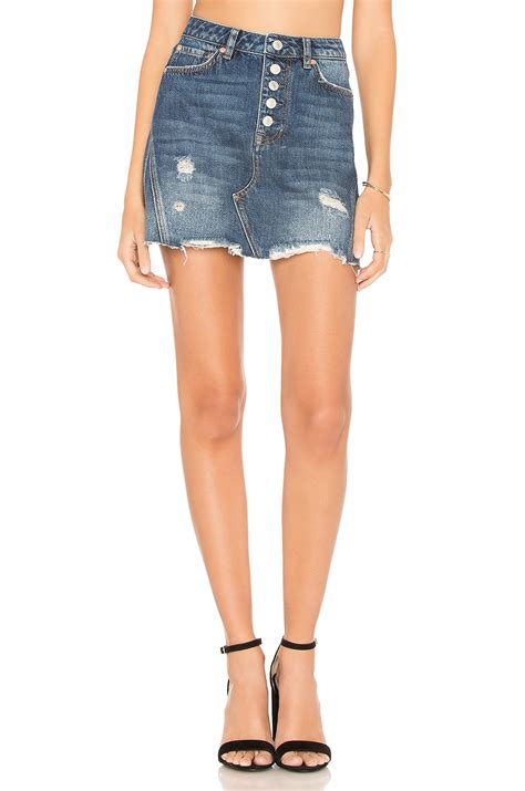 Free People Denim A-Line Mini Skirt in Dark Denim | REVOLVE