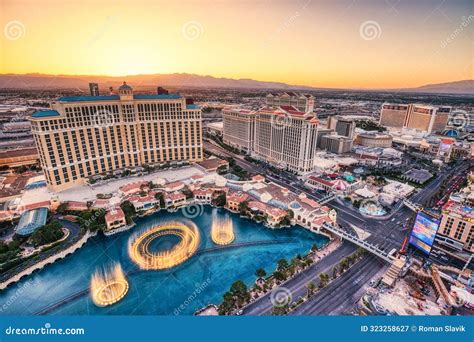 Las Vegas Strip Aerial View at Sunset Editorial Photography - Image of ...