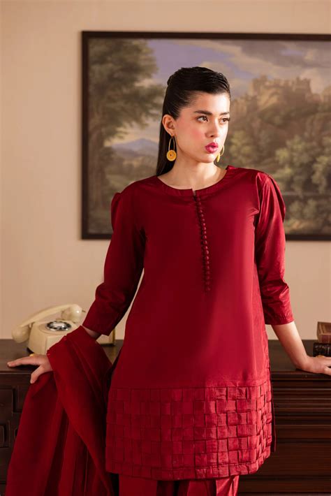 3PC Luxury Solid Silk Dress LSS - Maroon | Luxury Silk Solids | Silayi ...