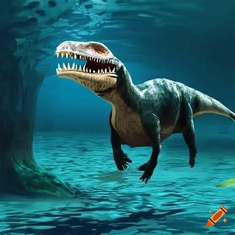 Dinosaur swimming in the sea on Craiyon