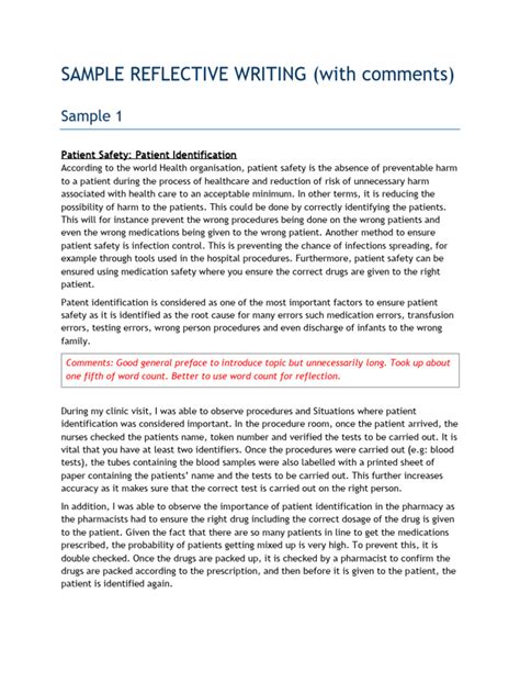 Image result for Reflective Writing Sample PDF