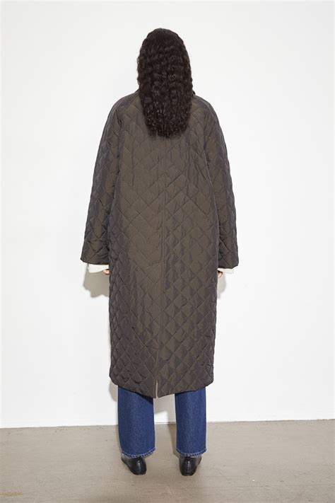 Quilted down coat - Long sleeve - Long - Dark green - Ladies | H&M GB