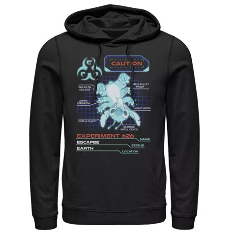 Disney's Lilo & Stitch Men's Experiment 626 Status Blue Grid Hoodie