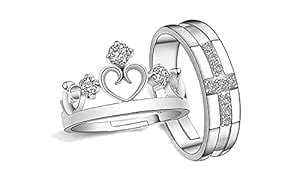 A.S. SONA TRADERS Stylish Silver Couple CZ AD Solitaire Proposal ...