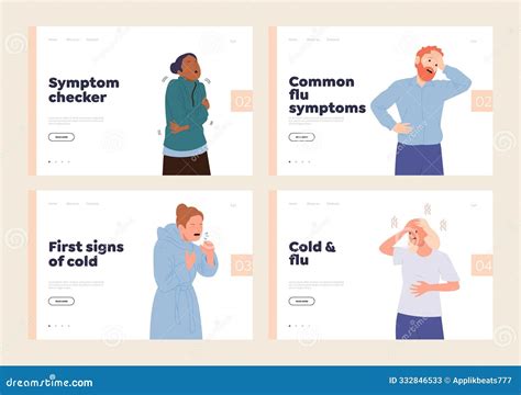 First Signs of Flu, Cold Symptoms Checker Online Diagnosis for Sick People Landing Page Template ...
