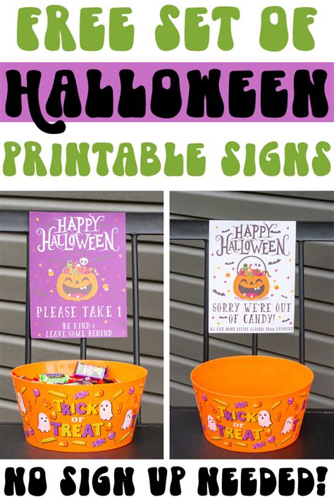 Free Halloween Candy Printable Sign Set: No Sign Up Needed