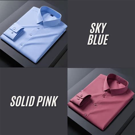 Pack of 2 Premium Cotton Solid Shirt for Man (Sky Blue, Solid Pink ...