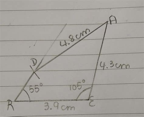 construct a quadrilateral READ when RE=3.9cm , EA=4.3 cm AD=4.8cm Angle ...