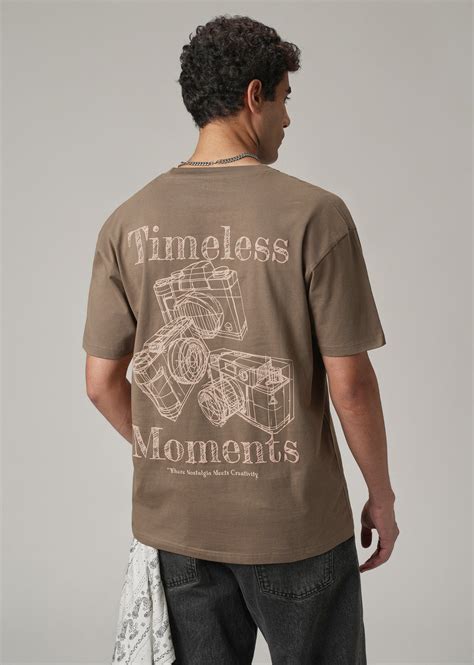 Brown Back Printed Oversized T-Shirt