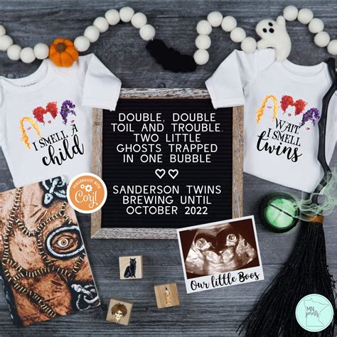 Halloween twins pregnancy announcement witches brew twins announcement ...