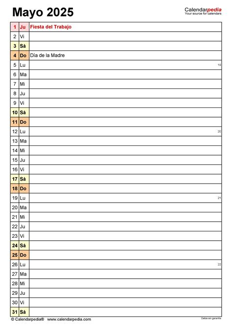 Calendario 2025 Para Rellenar Mayo