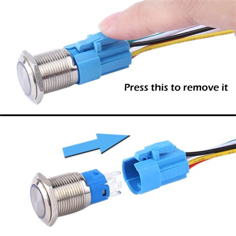 Buy DMWD 2PCS 16MM Momentary Push Button Switch 12V-24V Ring Led 1NO ...