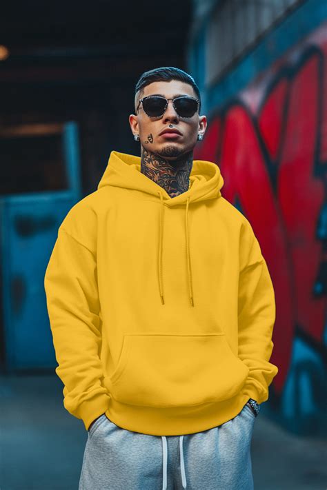 Mustard Plain Regular Hoodie – Veirdo