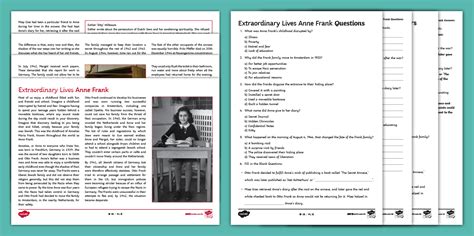 Extraordinary Lives: Anne Frank - Reading Comprehension with Structured