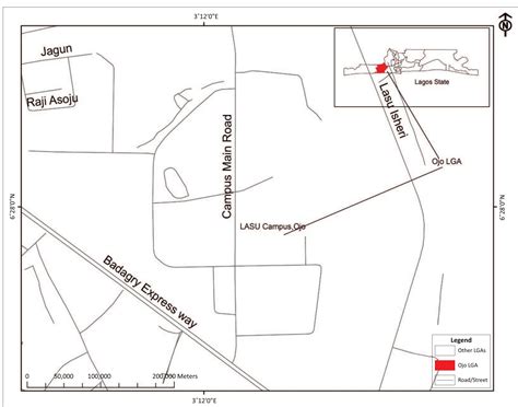 Map of ojo local government area (lga) of lagos state - longitude of lagos