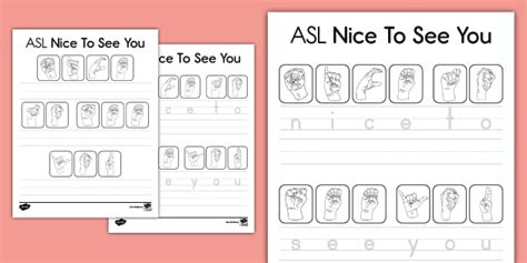 ASL Nice To See You Spelling Strips Worksheet (teacher made)