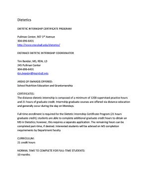 Marshall University Dietetic Internship Certificate Program 2017-2026 ...