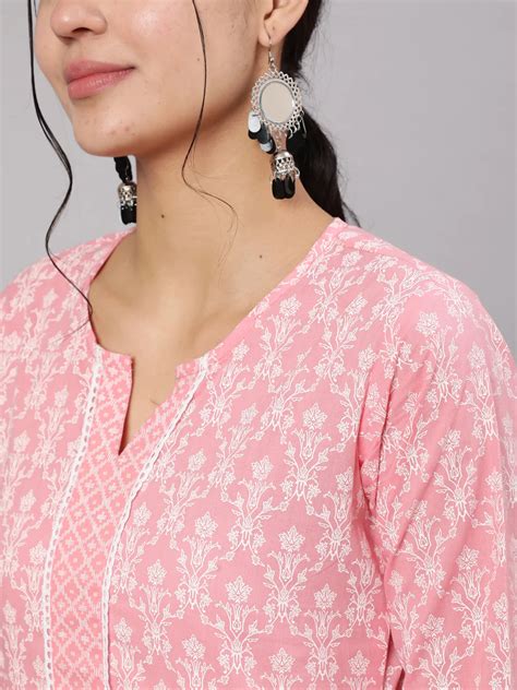 Pink Printed Straight Kurta With Trouser – Trendphoria