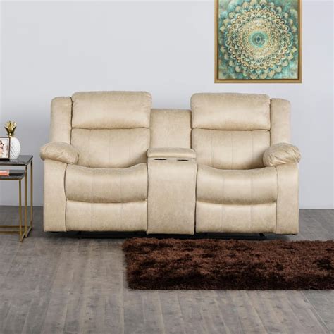 Buy Denver Two-Seater Glider Recliner with Console - Beige from Home ...