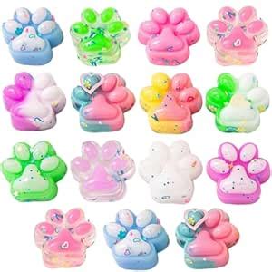 15 Pcs Squishy Toy, Funny Taba Squishy Cat Paw Colorful Fidget Toys ...