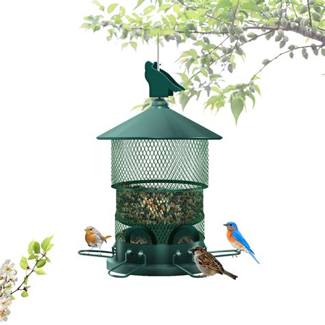 Luniquz Metal Bird Feeder, Retractable, 360 Degree Feeding, 4lb ...