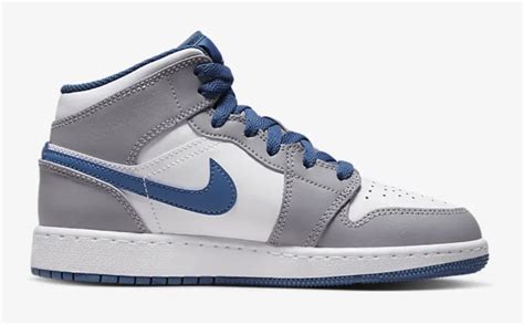 Nike Air Jordan 1 Mid True Blue Grey White | Ubuy India