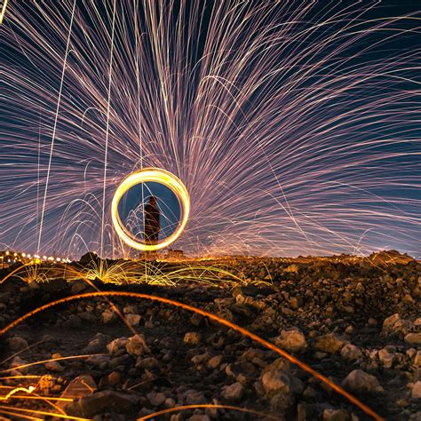 Download wallpaper 2780x2780 sparks, fire show, long exposure, movement ...
