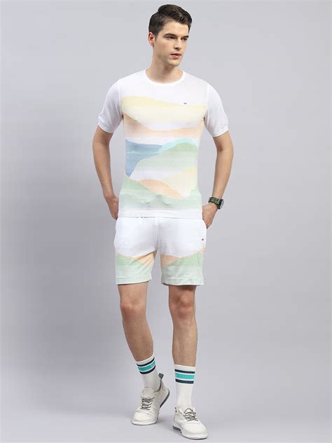 Buy Men White Printed Regular Fit Bermuda Set Online in India - Monte Carlo